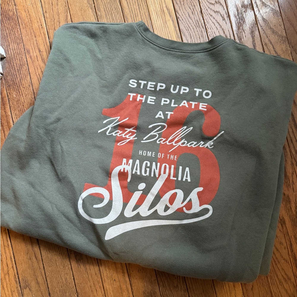 Magnolia Green Sweatshirt with Red and White Print